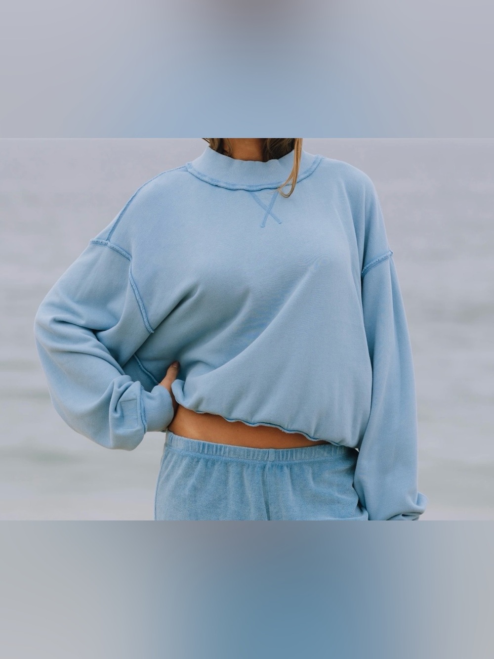 NWT DAILY DRILLS Terry Vintage Crew- Sunbleached Malibu/ Size XS/S